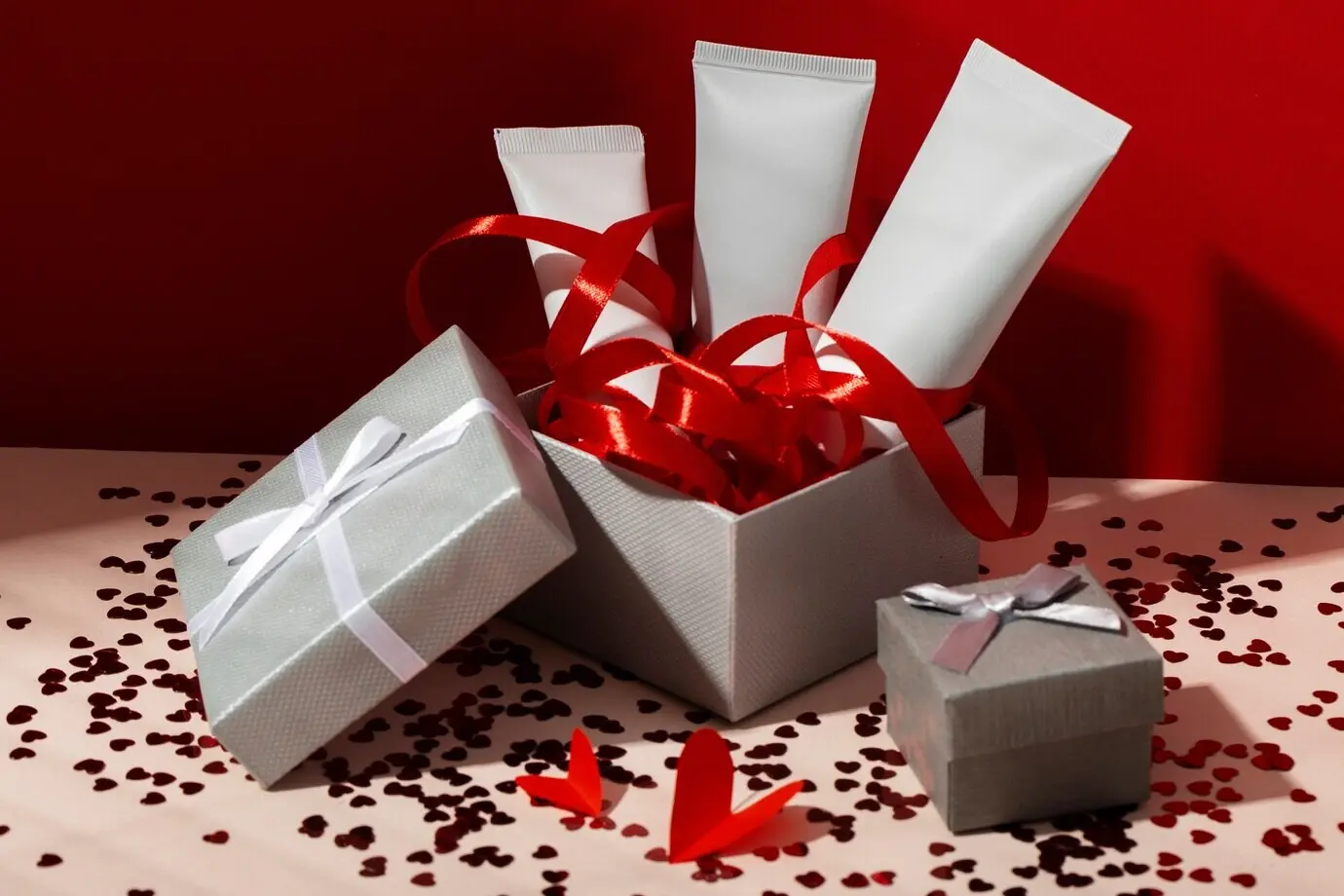 Gestaltung eines Valentinstag-Stilllebens